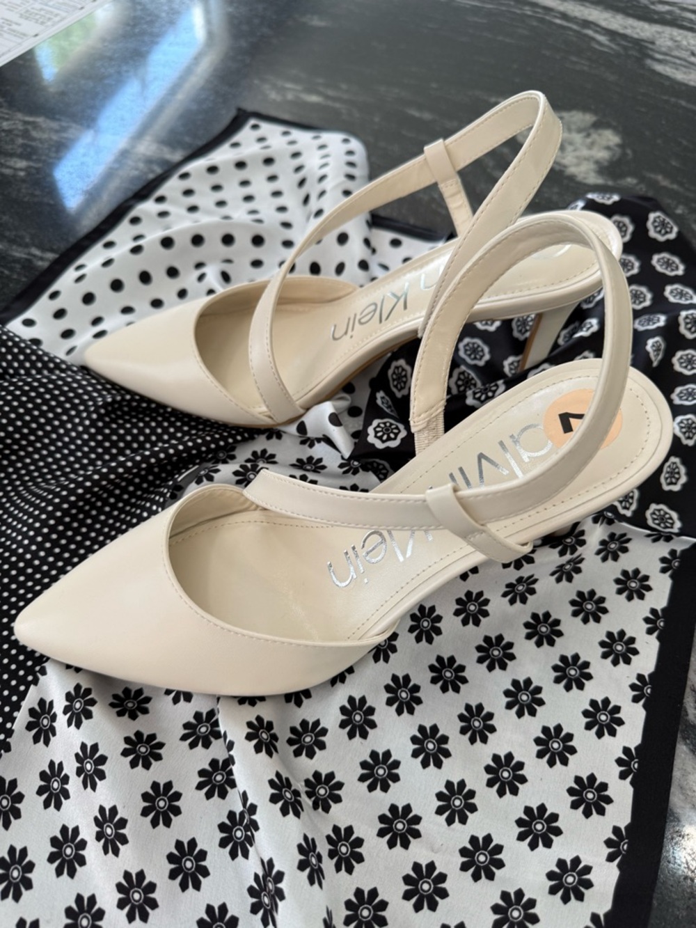 Calvin Klein Women's Creamy Pointed Toe Slingback Pumps, NWTs